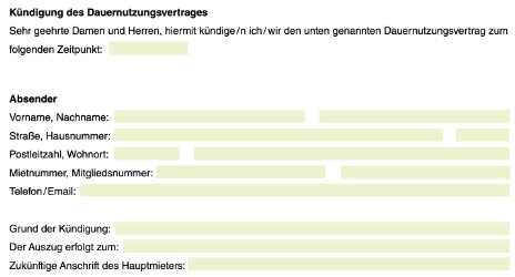 image - Kündigung des Dauernutzungsvertrages