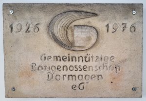Gedenktafel zum 50. Gründungsjahr Gemeinnützige Baugenossenschaft Dormagen eG